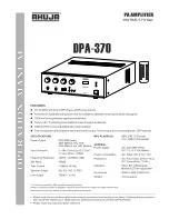 Предварительный просмотр 1 страницы Ahuja DPA-370 Operation Manual