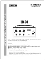 Предварительный просмотр 1 страницы Ahuja UB-30 Operation Manual