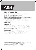 Preview for 11 page of Aim CR1009W User Manual