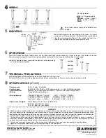 Предварительный просмотр 2 страницы Aiphone AT-406 Installation & Operation Manual