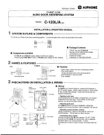 Предварительный просмотр 1 страницы Aiphone C 123l/A Installation & Operation Manual