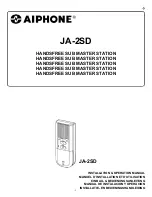 Aiphone JA-2SD Installation & Operation Manual предпросмотр