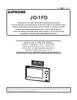 Предварительный просмотр 1 страницы Aiphone JO-1FD Installation & Operation Manual