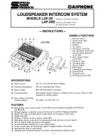 Предварительный просмотр 1 страницы Aiphone LAF-20 Instructions Manual