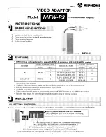 Предварительный просмотр 1 страницы Aiphone MFW-P3 Instructions Manual