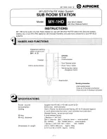 Предварительный просмотр 1 страницы Aiphone MY-1HD Instructions