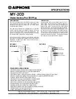 Aiphone MY-2CD Specifications preview