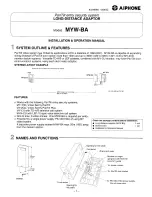 Предварительный просмотр 1 страницы Aiphone MYW-BA Installation & Operation Manual