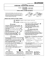 Aiphone Tc-10m Installation & Operation Manual preview