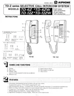 Предварительный просмотр 1 страницы Aiphone TD-12Z Instructions Manual