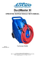 Preview for 1 page of Air-Care DuctMaster III Operating Instructions & Parts Manual