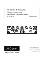 Air Comm Systems ACS 2010 Operation And Installation Manual preview