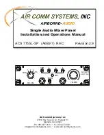 Air Comm Systems ACS 775SL-SP Installation And Operation Manual preview