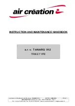 Предварительный просмотр 1 страницы Air Creation a.r.v. TANARG 912 Instruction And Maintenance Handbook