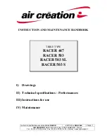 Preview for 1 page of Air Creation RACER 447 Instruction And Maintenance Handbook