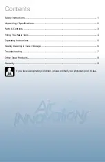 Предварительный просмотр 2 страницы Air innovations MH-801 Instruction Manual And  Warranty Information