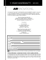 Предварительный просмотр 11 страницы Air innovations MH-908 Instruction Manual And  Warranty Information