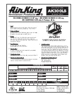 Preview for 1 page of Air King AK300LS Specifications