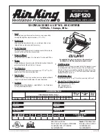 Preview for 1 page of Air King ASF120 Specifications