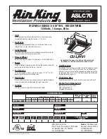 Preview for 1 page of Air King ASLC70 Specifications