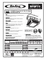 Preview for 1 page of Air King BFQF70 Specifications