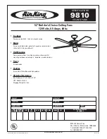 Preview for 1 page of Air King Builder’s Choice 9810 Specifications