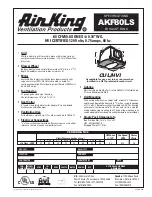 Air King EXHAUST FANS AKF80LS Specifications preview