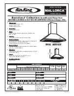 Предварительный просмотр 1 страницы Air King RANGE HOODS MALLORCA Specifications