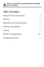 Preview for 2 page of Air Oasis 1000G3 Owner'S Manual