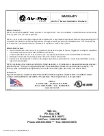 Preview for 16 page of Air-Pro 06E Series Installation Instructions & Use & Care Manual