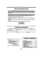 Предварительный просмотр 2 страницы Aircap PJ602/8431 Operator'S Manual & Parts List