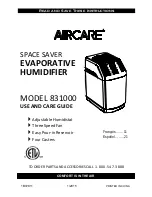 Preview for 1 page of Aircare 831000 Use And Care Manual