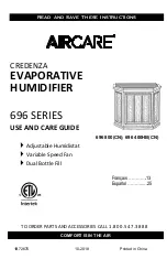 Preview for 1 page of Aircare CREDENZA 696 400HB Use And Care Manual