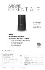 Aircare ESSENTIALS MESA Setup And Owners Manual preview