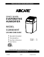 Aircare SS390DWHT Use And Care Manual preview