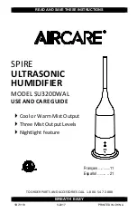 Preview for 1 page of Aircare SU320DWAL Use And Care Manual