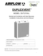 Airflow DUPLEXVENT DV72 L Installation Instructions And User Manual preview