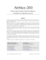 Предварительный просмотр 3 страницы Airmux Airmux-200 Installation And Operation Manual