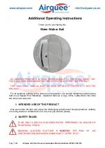 airquee Water Walker Ball Additional Operating Instructions предпросмотр