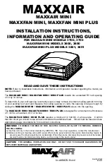 Airxcel MAXXAIR MINI 3700 Installation Instructions, Information And Operating Manual preview