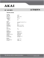 Preview for 2 page of Akai LCT26Z5TA Specification Sheet