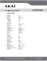 Предварительный просмотр 2 страницы Akai LCT2721AD Specification Sheet