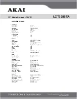 Предварительный просмотр 2 страницы Akai LCT3285TA Specification Sheet