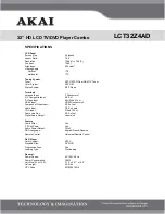 Preview for 2 page of Akai LCT32Z4AD Specification Sheet