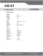 Preview for 2 page of Akai LCT32Z5TA Specification Sheet