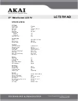 Preview for 2 page of Akai LCT3701AD Specification Sheet