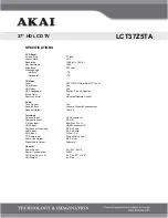 Preview for 2 page of Akai LCT37Z5TA Specification Sheet