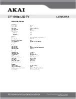 Preview for 2 page of Akai LCT37Z7TA Specification Sheet