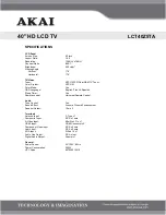 Preview for 2 page of Akai LCT40Z5TA Specification Sheet