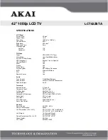 Preview for 2 page of Akai LCT42Z6TA Specification Sheet